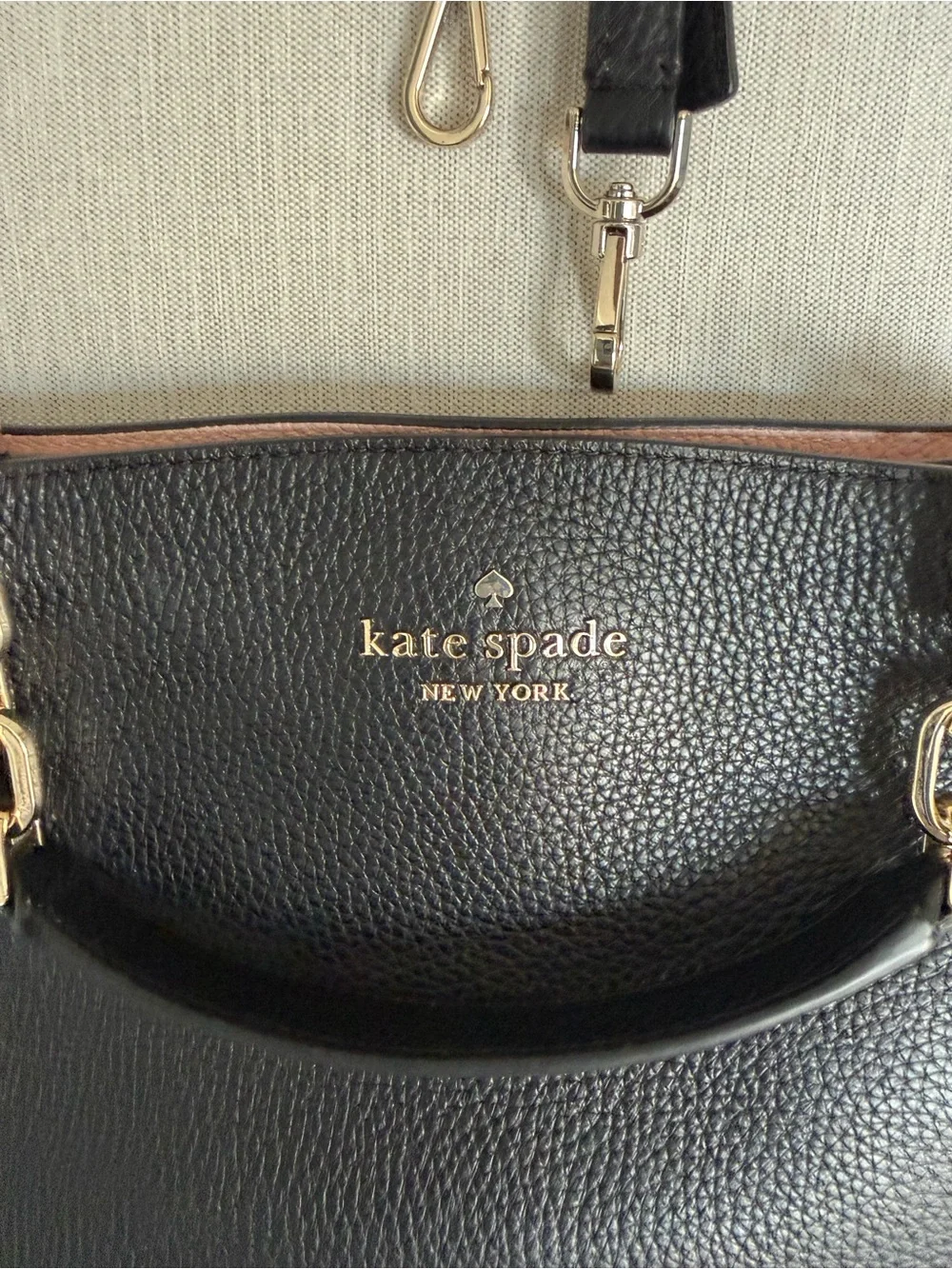 kate spade Black Pebbled Leather Shoulder Bag with Gold Hardware